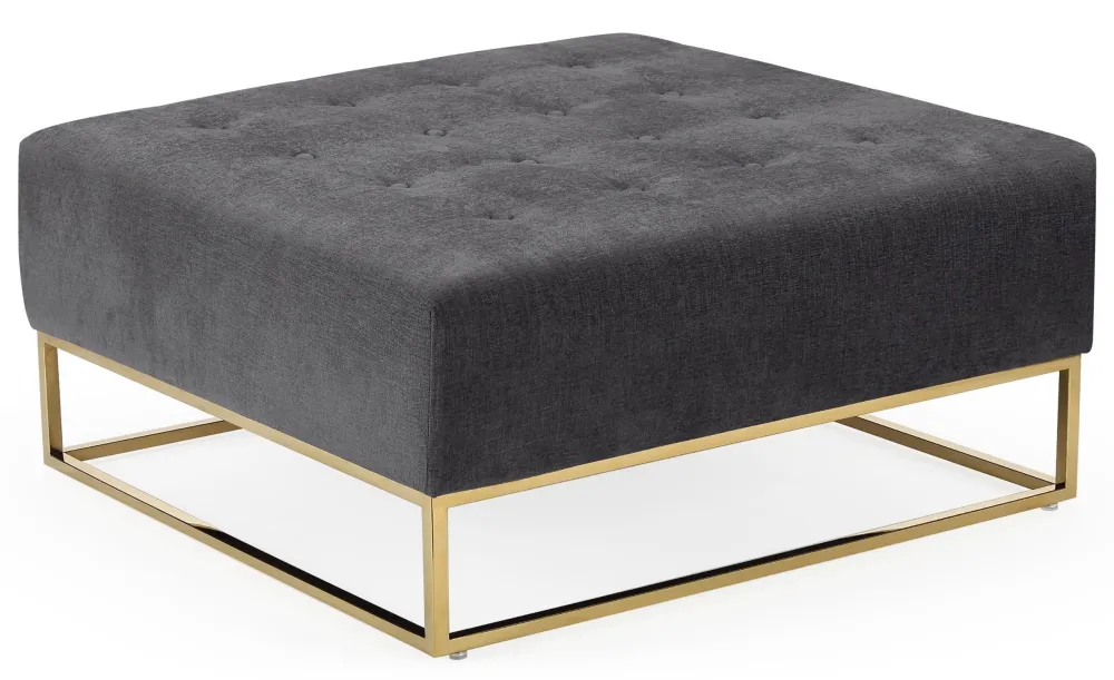 Pouf quadrato Hudson tessuto grigio scuro
