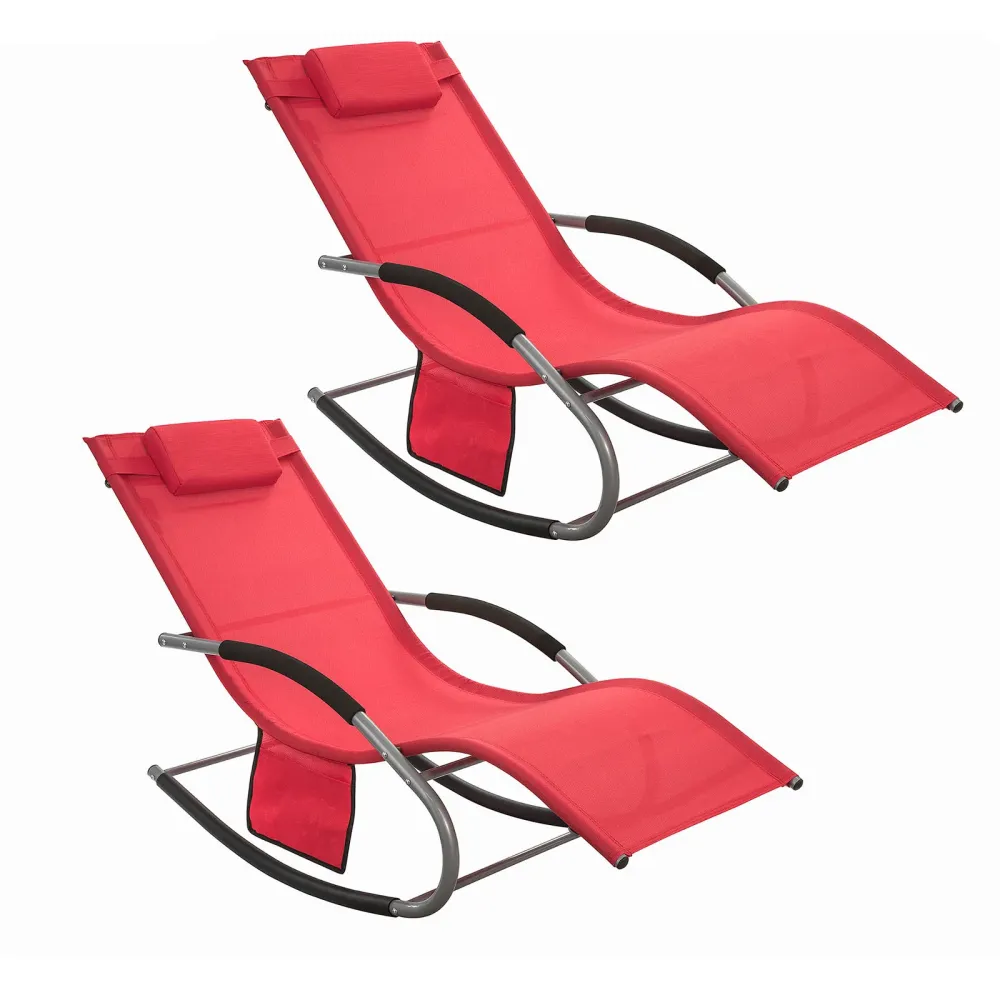 SoBuy 2 x Sdraio dondolo con poggiatesta 63x150x87cm OGS28-RX2