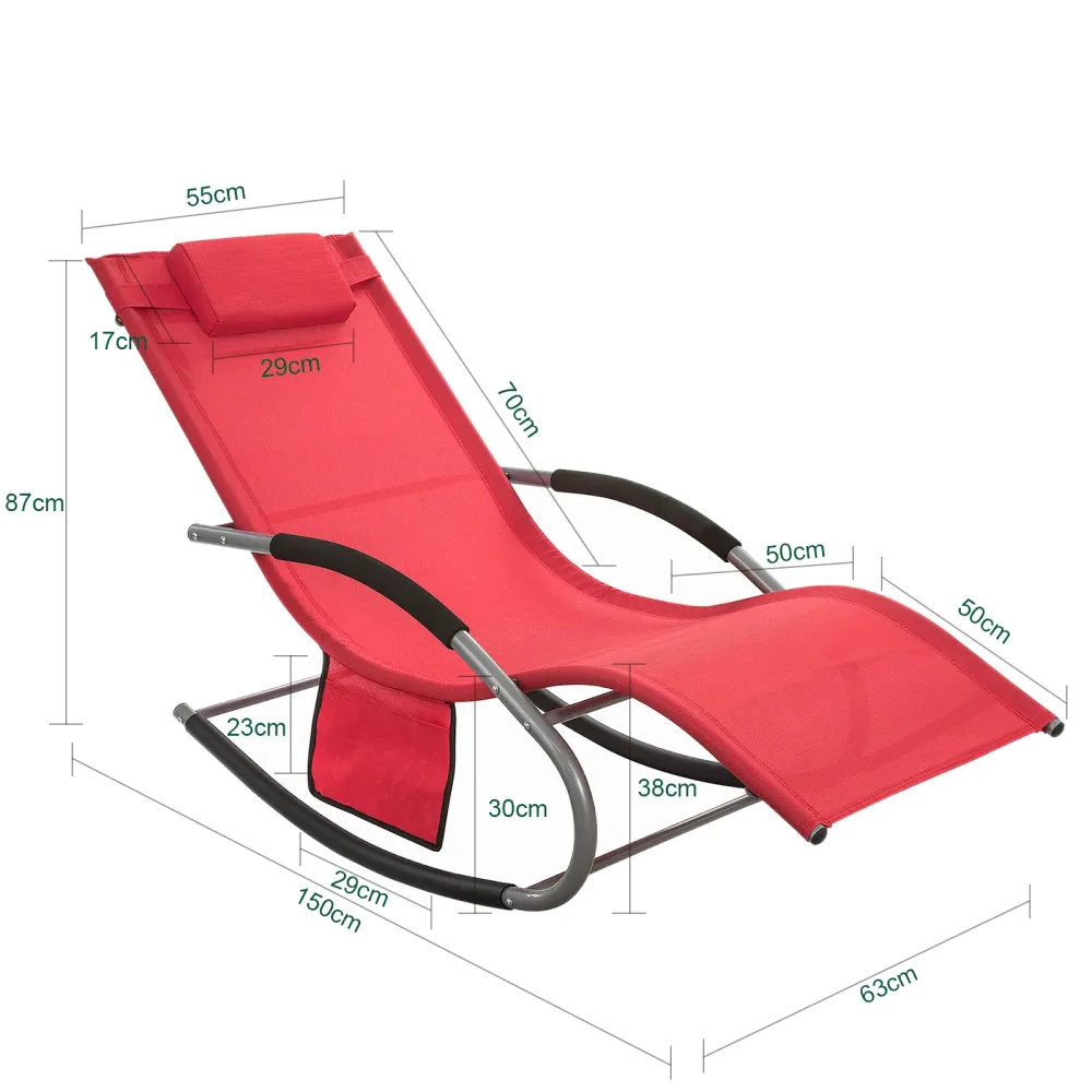 SoBuy 2 x Sdraio dondolo con poggiatesta 63x150x87cm OGS28-RX2
