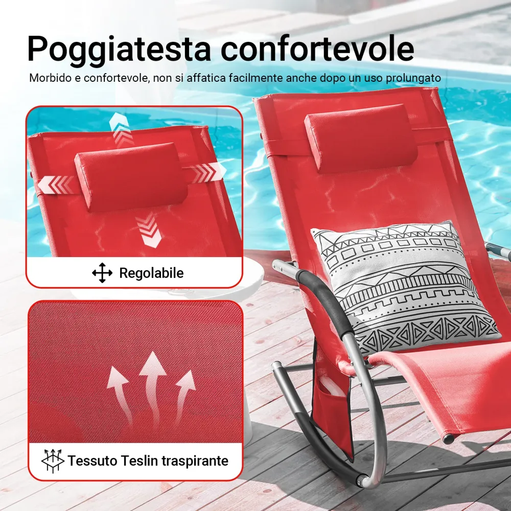 SoBuy 2 x Sdraio dondolo con poggiatesta 63x150x87cm OGS28-RX2