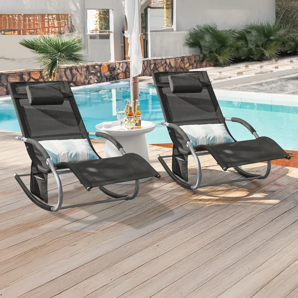 SoBuy 2 x Sdraio dondolo con poggiatesta 63x150x87cm OGS28-SCHX2