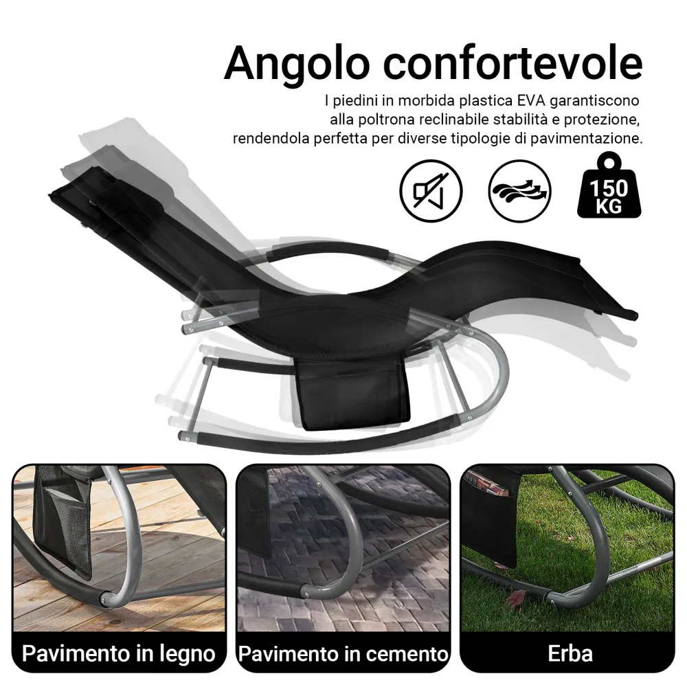 SoBuy 2 x Sdraio dondolo con poggiatesta 63x150x87cm OGS28-SCHX2