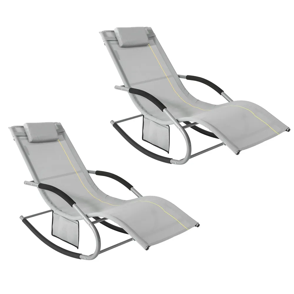 SoBuy 2 x Sdraio dondolo con poggiatesta 63x150x87cm OGS28-HGX2