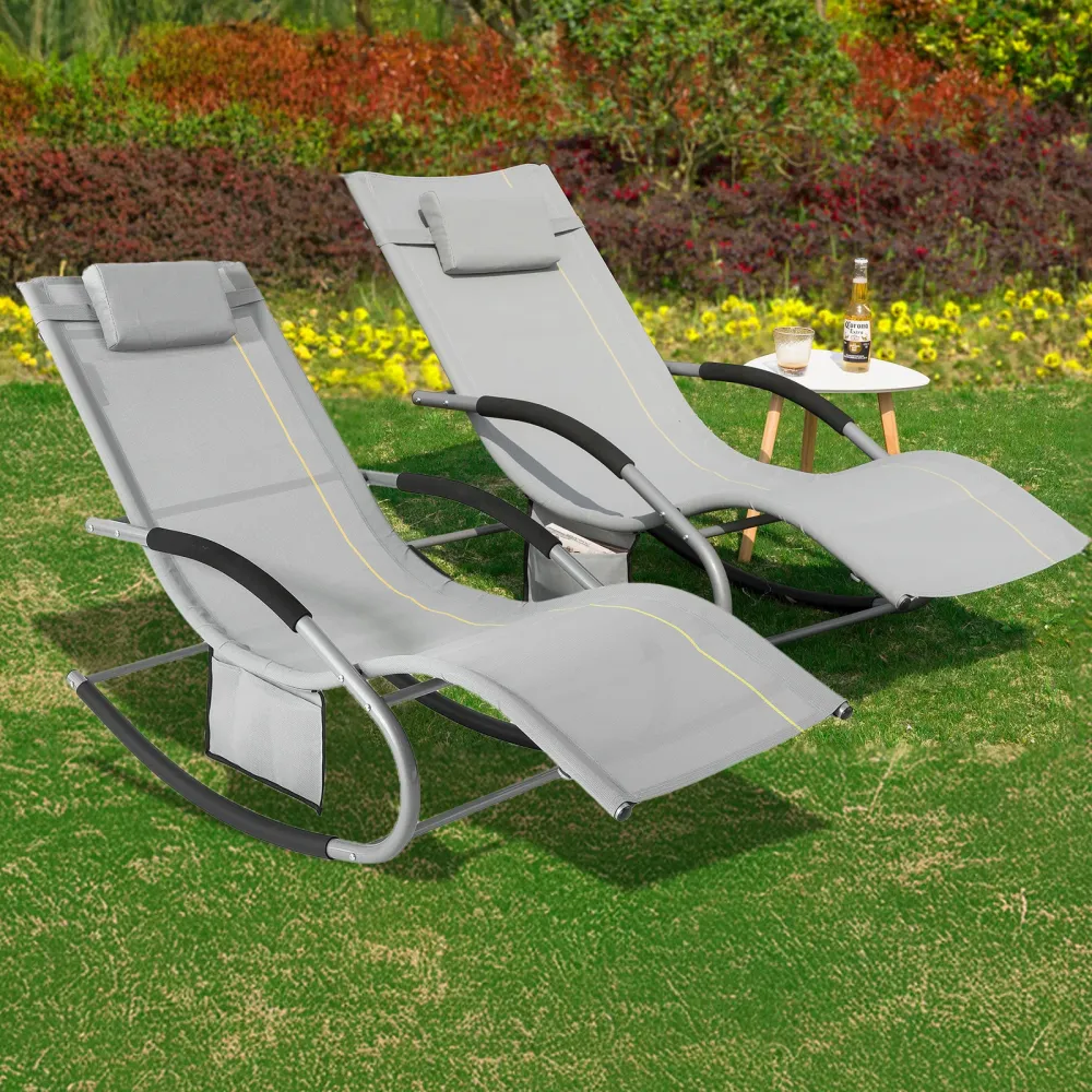 SoBuy 2 x Sdraio dondolo con poggiatesta 63x150x87cm OGS28-HGX2