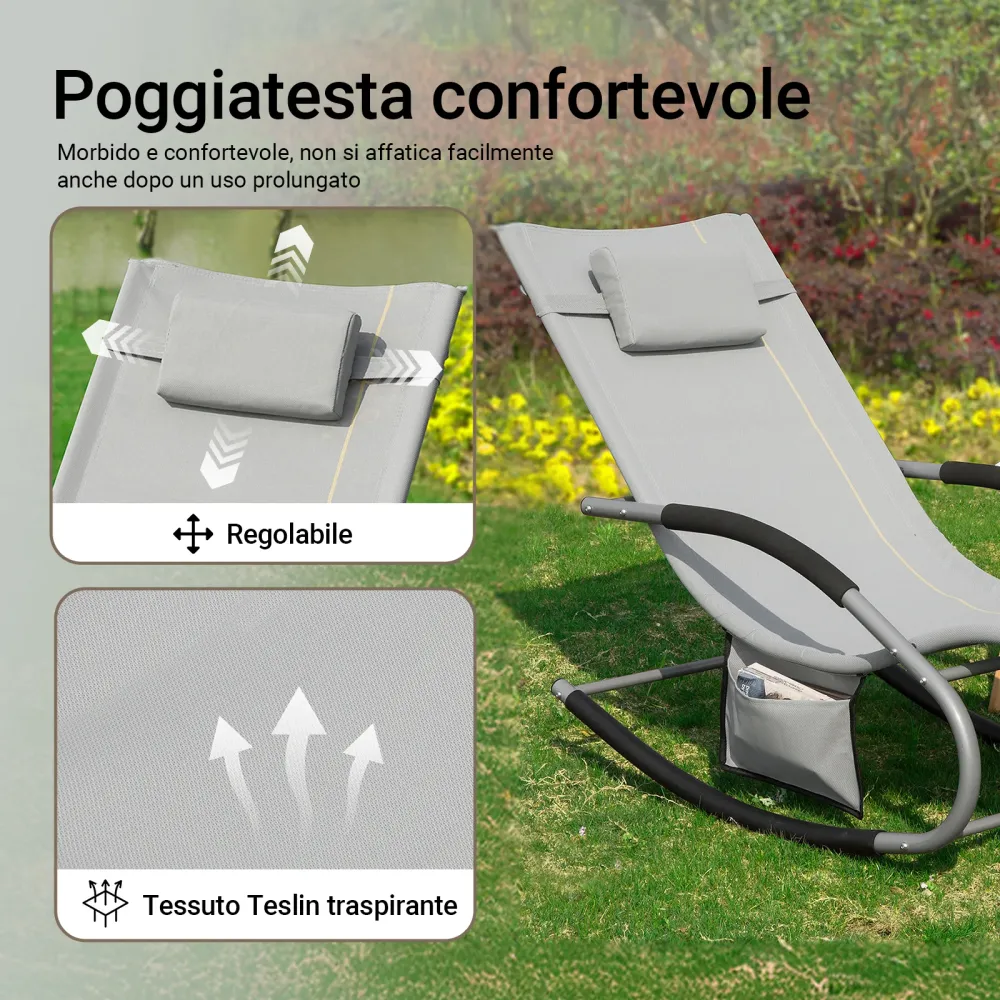 SoBuy 2 x Sdraio dondolo con poggiatesta 63x150x87cm OGS28-HGX2
