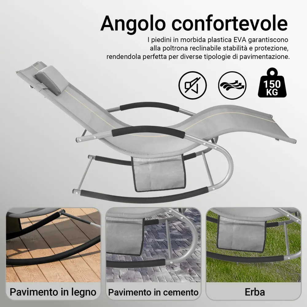 SoBuy 2 x Sdraio dondolo con poggiatesta 63x150x87cm OGS28-HGX2
