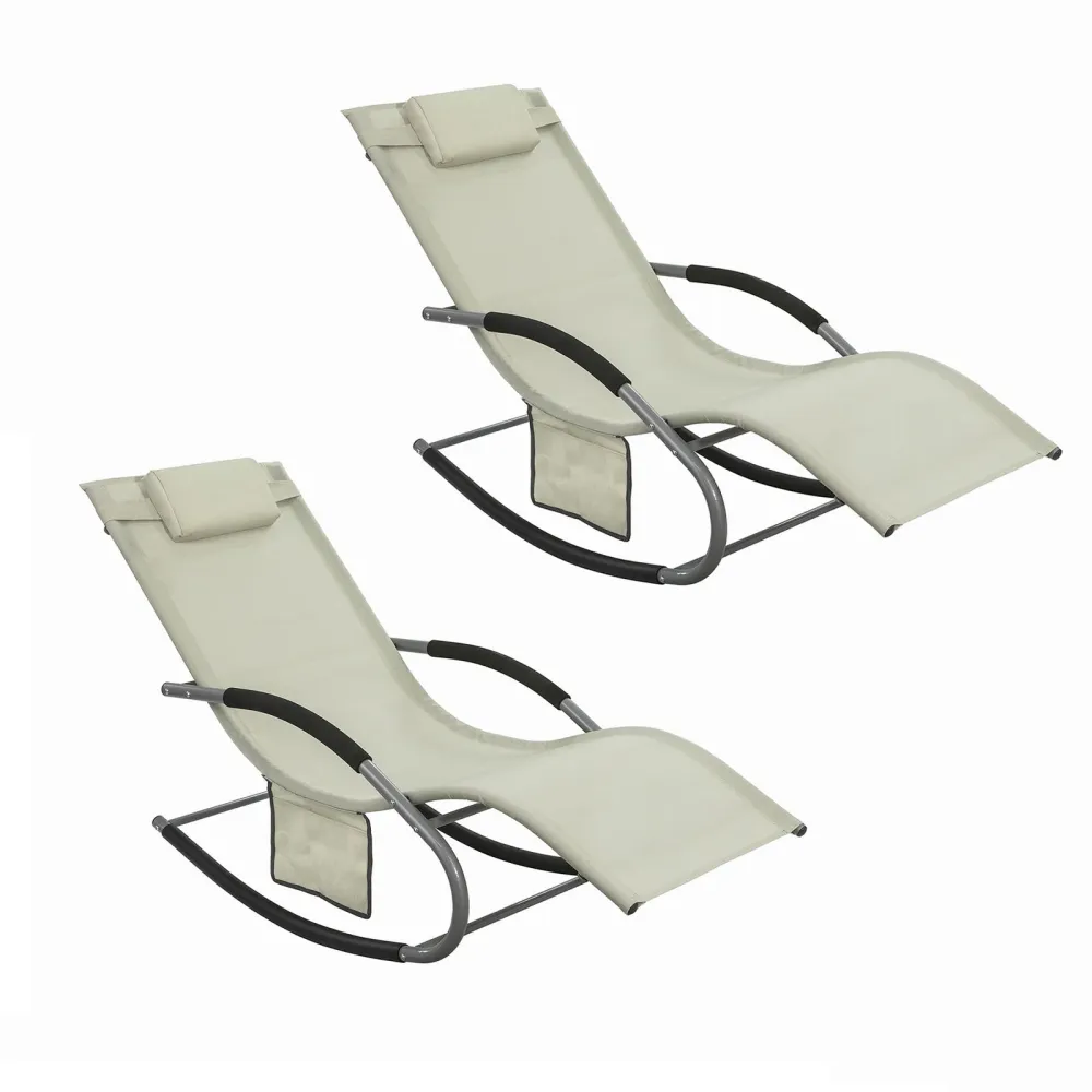 SoBuy 2 x Sdraio dondolo con poggiatesta 63x150x87cm OGS28-MIX2