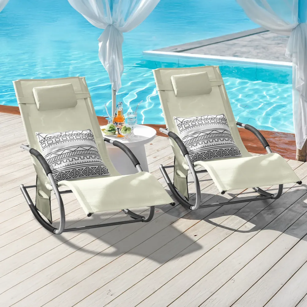 SoBuy 2 x Sdraio dondolo con poggiatesta 63x150x87cm OGS28-MIX2