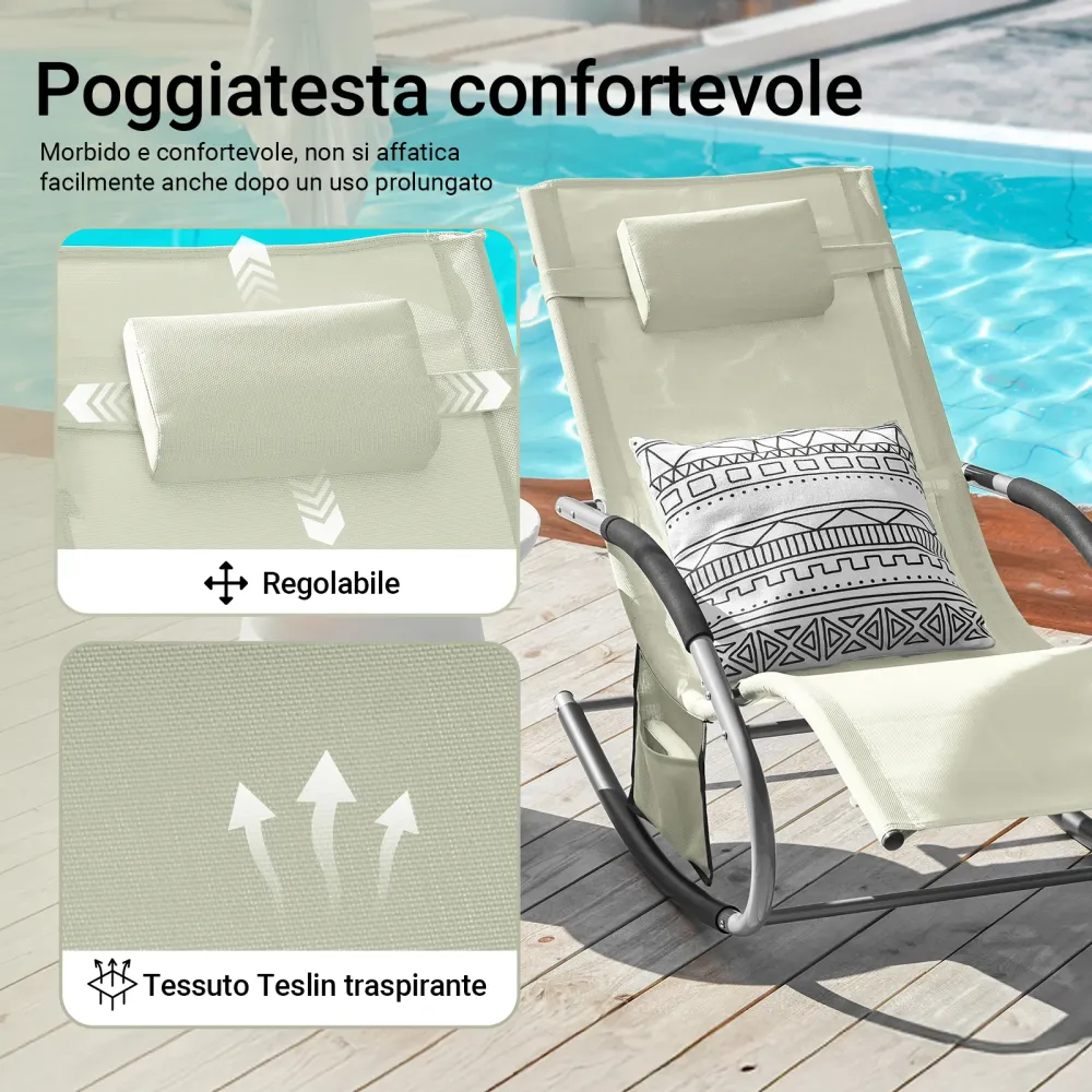 SoBuy 2 x Sdraio dondolo con poggiatesta 63x150x87cm OGS28-MIX2
