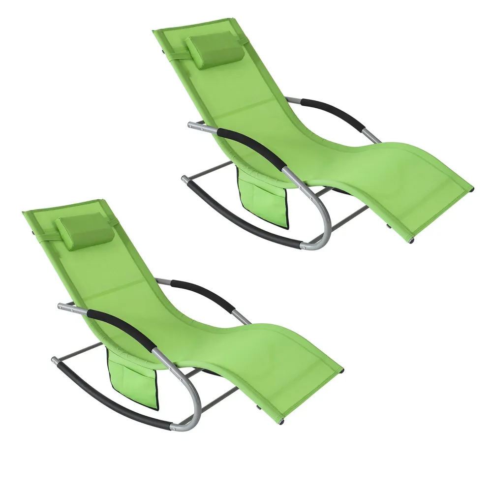 SoBuy 2 x Sdraio dondolo con poggiatesta 63x150x87cm OGS28-GRX2