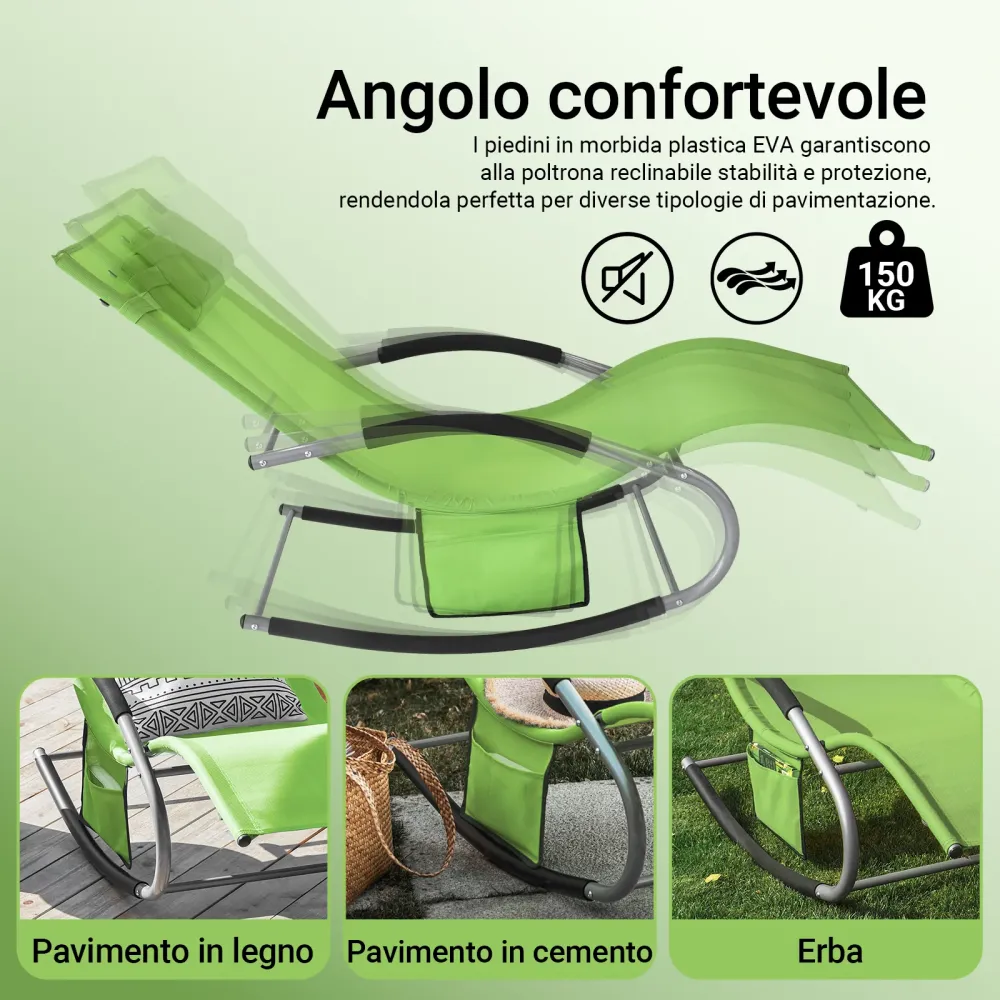 SoBuy 2 x Sdraio dondolo con poggiatesta 63x150x87cm OGS28-GRX2