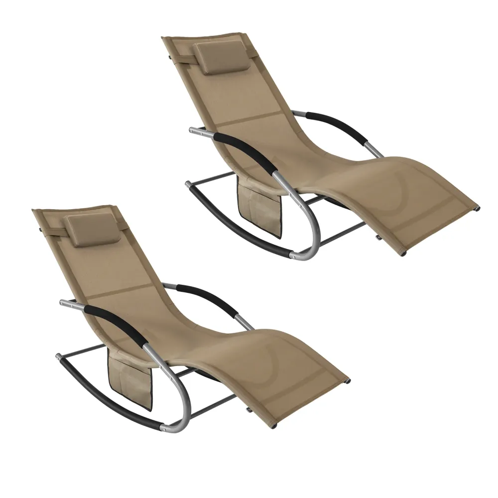 SoBuy 2 x Sdraio dondolo con poggiatesta 63x150x87cm OGS28-BRX2