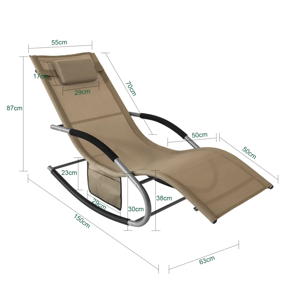 SoBuy 2 x Sdraio dondolo con poggiatesta 63x150x87cm OGS28-BRX2