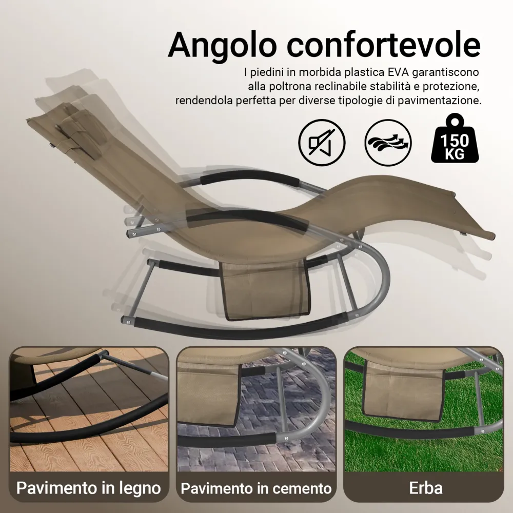 SoBuy 2 x Sdraio dondolo con poggiatesta 63x150x87cm OGS28-BRX2