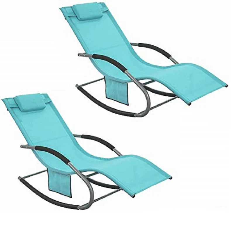 SoBuy 2 x Sdraio dondolo con poggiatesta 63x150x87cm OGS28-HBX2