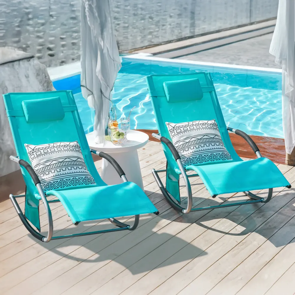 SoBuy 2 x Sdraio dondolo con poggiatesta 63x150x87cm OGS28-HBX2