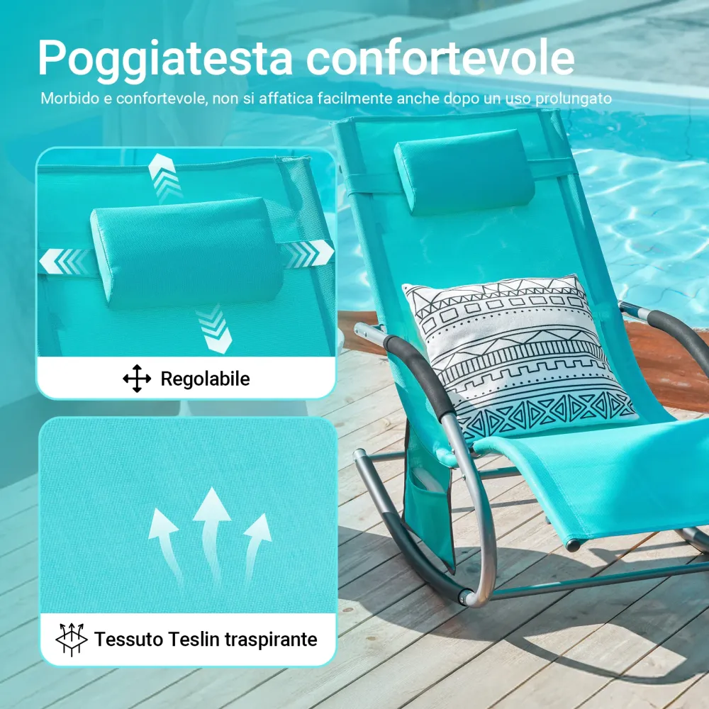 SoBuy 2 x Sdraio dondolo con poggiatesta 63x150x87cm OGS28-HBX2
