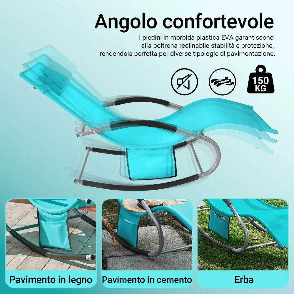 SoBuy 2 x Sdraio dondolo con poggiatesta 63x150x87cm OGS28-HBX2