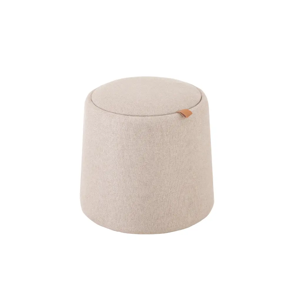 Pouf Contenitore h 42,5 cm Legno e Lino Beige - Winter Glow