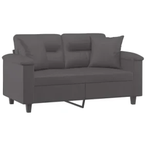 Divano 2 Posti con Cuscini Grigio 120 cm Similpelle