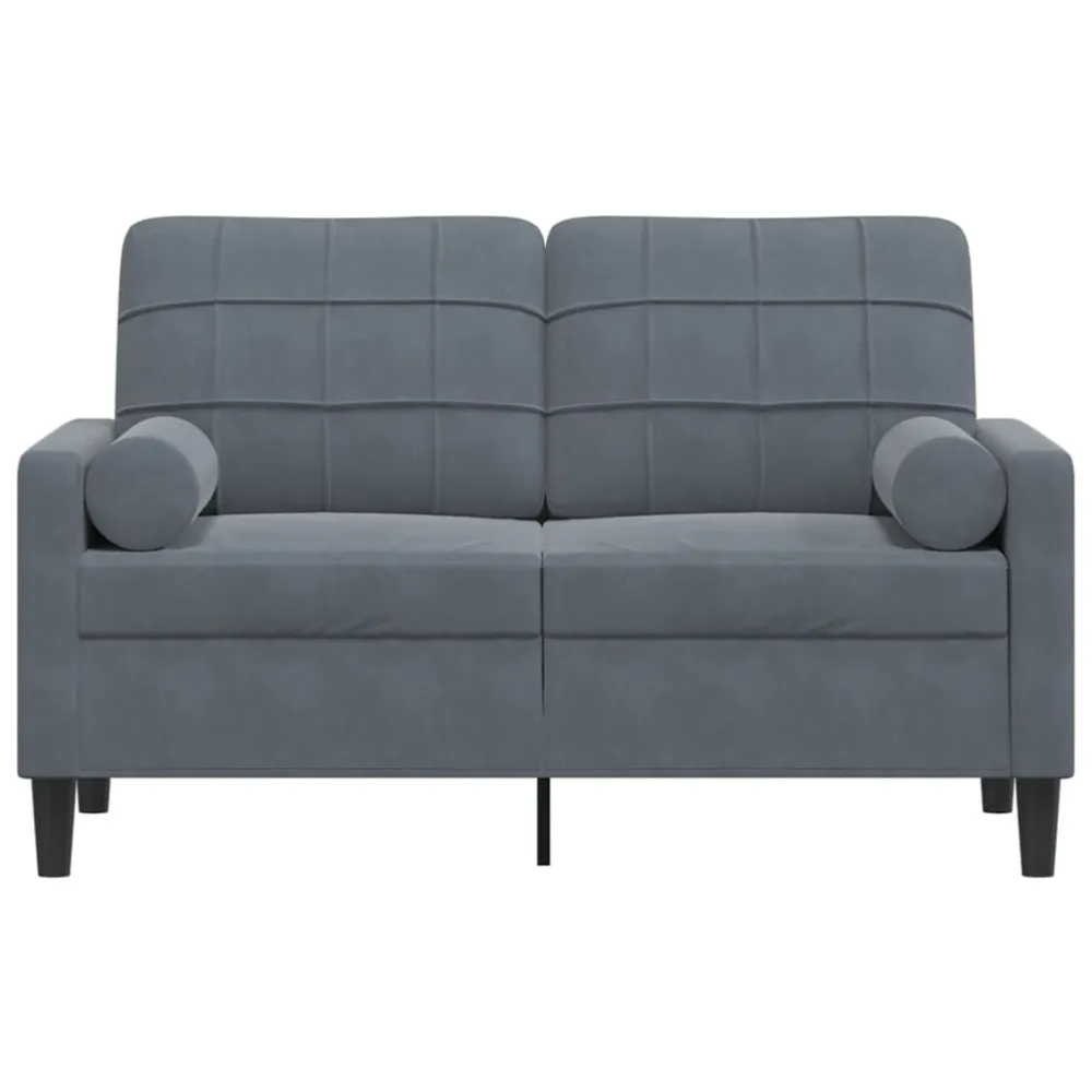 Divano 2 Posti con Cuscini Grigio Scuro 120 cm Velluto