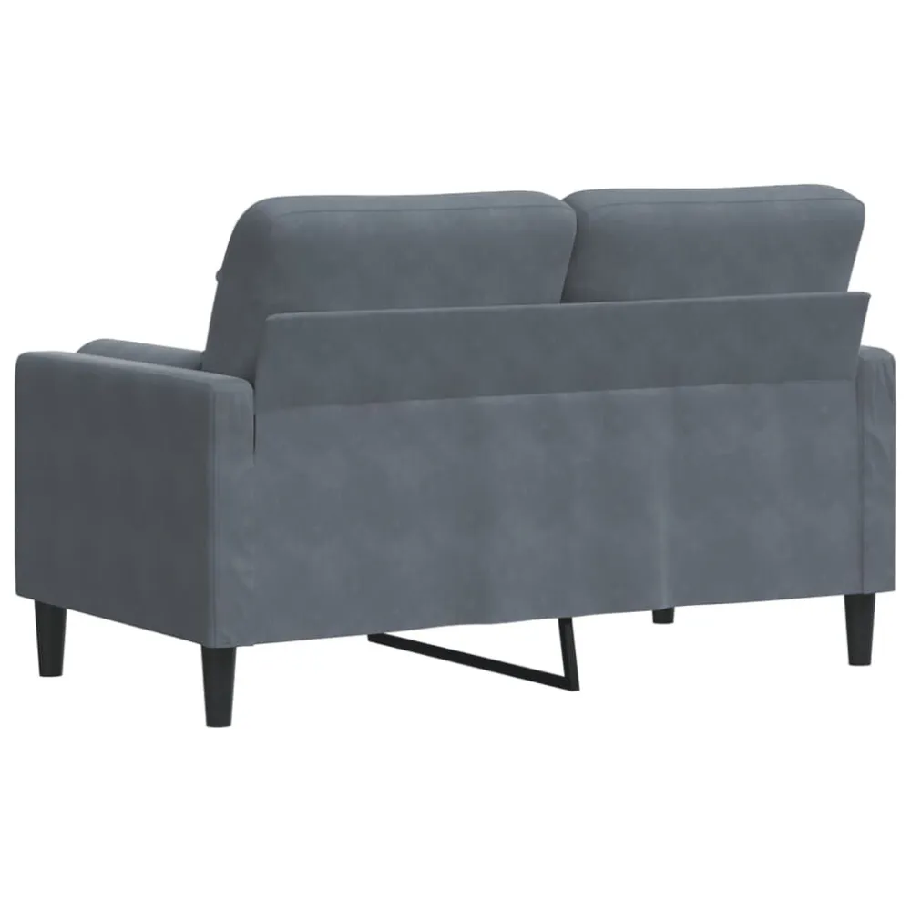 Divano 2 Posti con Cuscini Grigio Scuro 120 cm Velluto