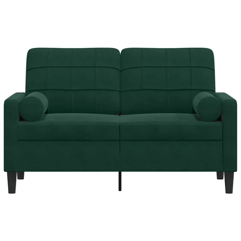 Divano 2 Posti con Cuscini Verde Scuro 120 cm Velluto