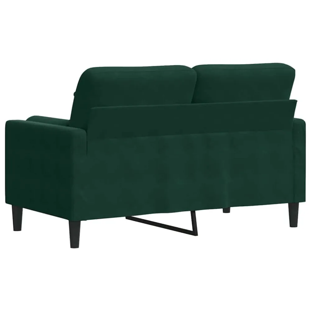Divano 2 Posti con Cuscini Verde Scuro 120 cm Velluto