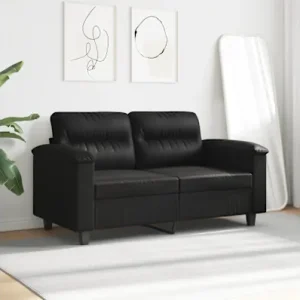 Divano 2 Posti Nero 120 cm Tessuto Microfibra