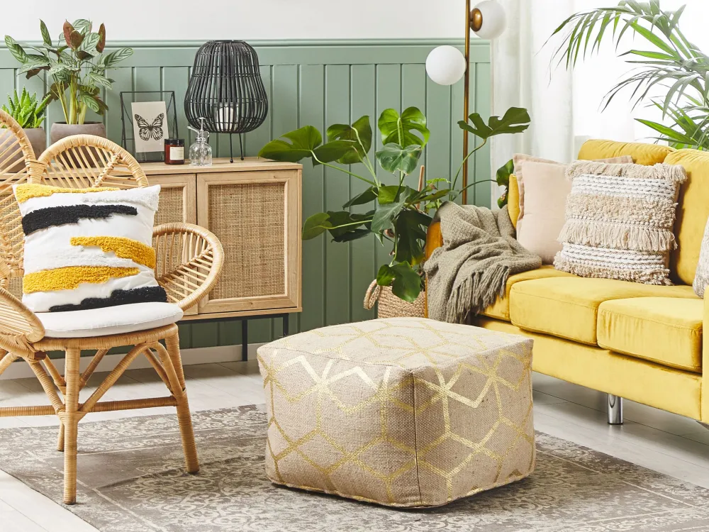 Palmare Compatto Pouf iuta camoscio 67 x 67 cm MAMALA