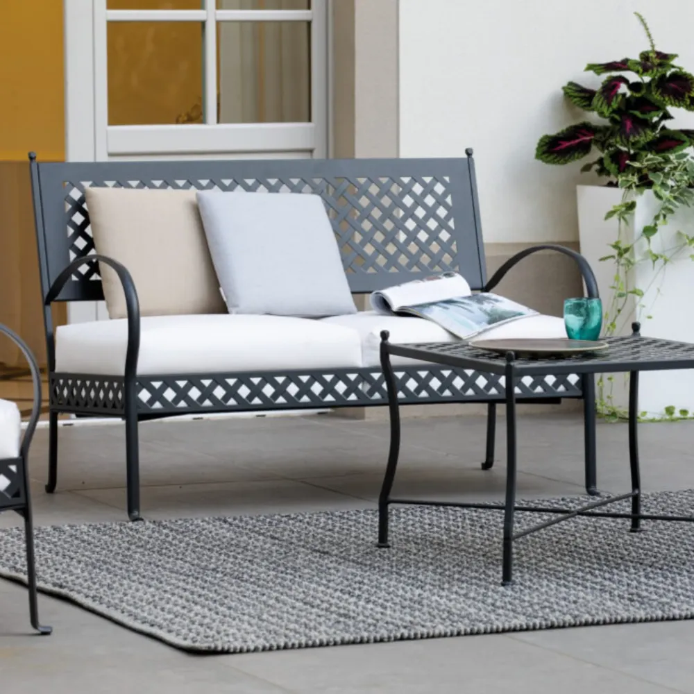 Divano da esterno metallo "Springtime" panca lounge cm 124x75 83h con Contenitore Spazioso