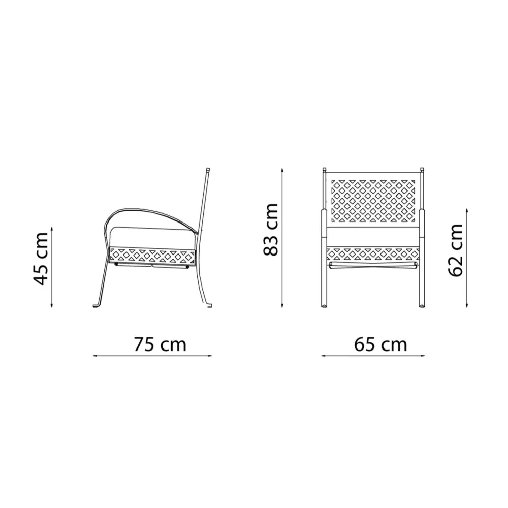 Divano da esterno metallo "Springtime" panca lounge cm 124x75 83h | Impermeabile