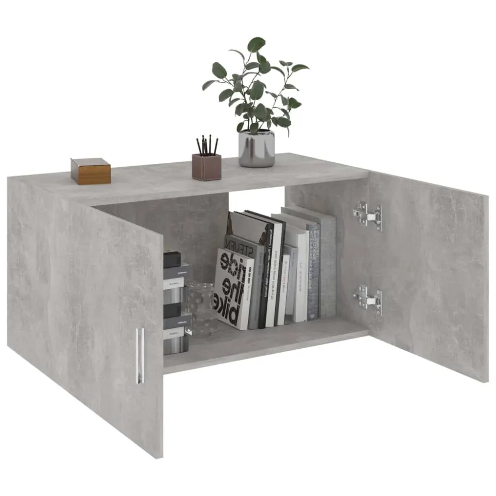 Armadietto Parete Grigio Cemento 80x39x40 cm Legno Multistrato