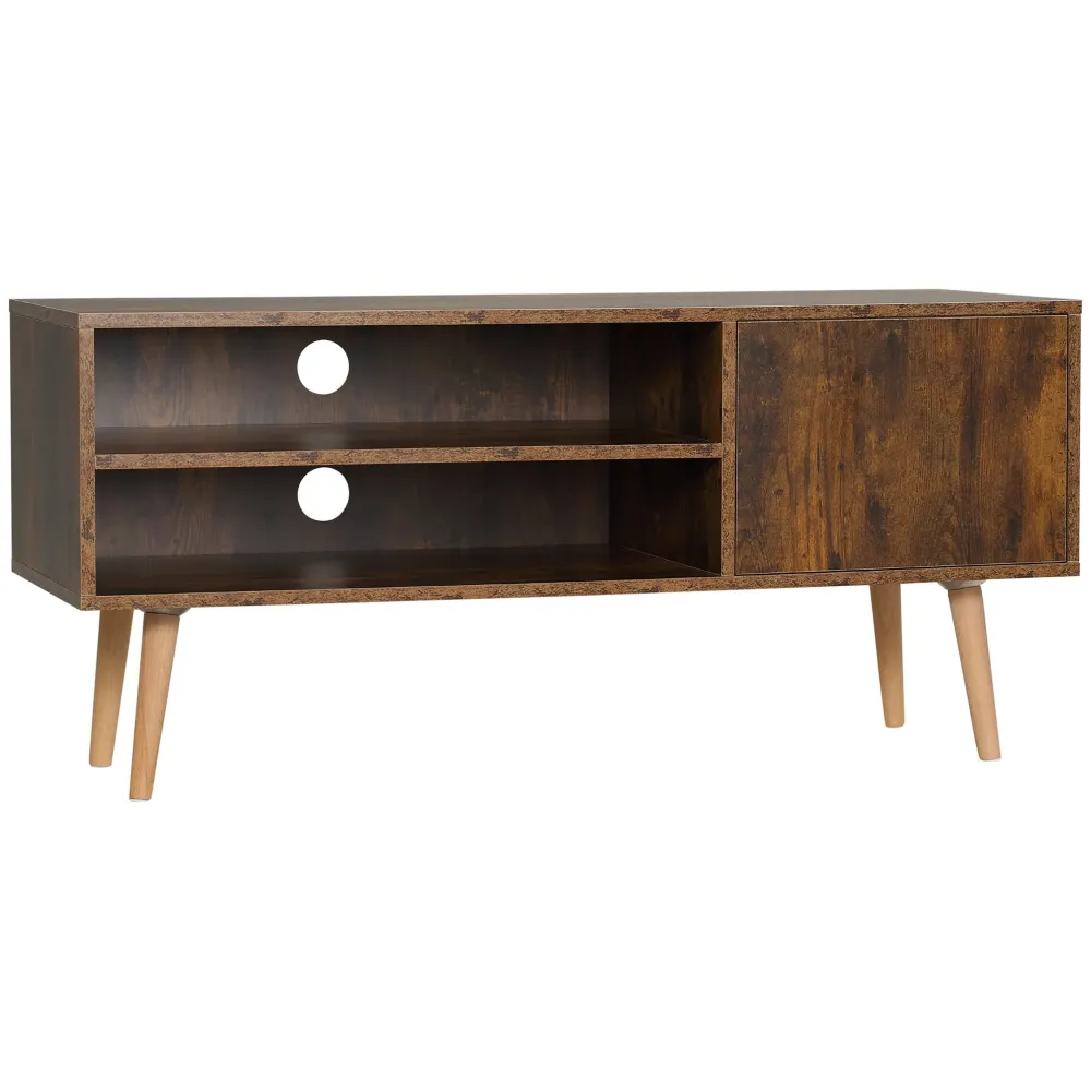 Easycomfort Mobile Porta TV fino 55" con Vano Aperto e Armadietto Legno, 110x40x50cm, Marrone
