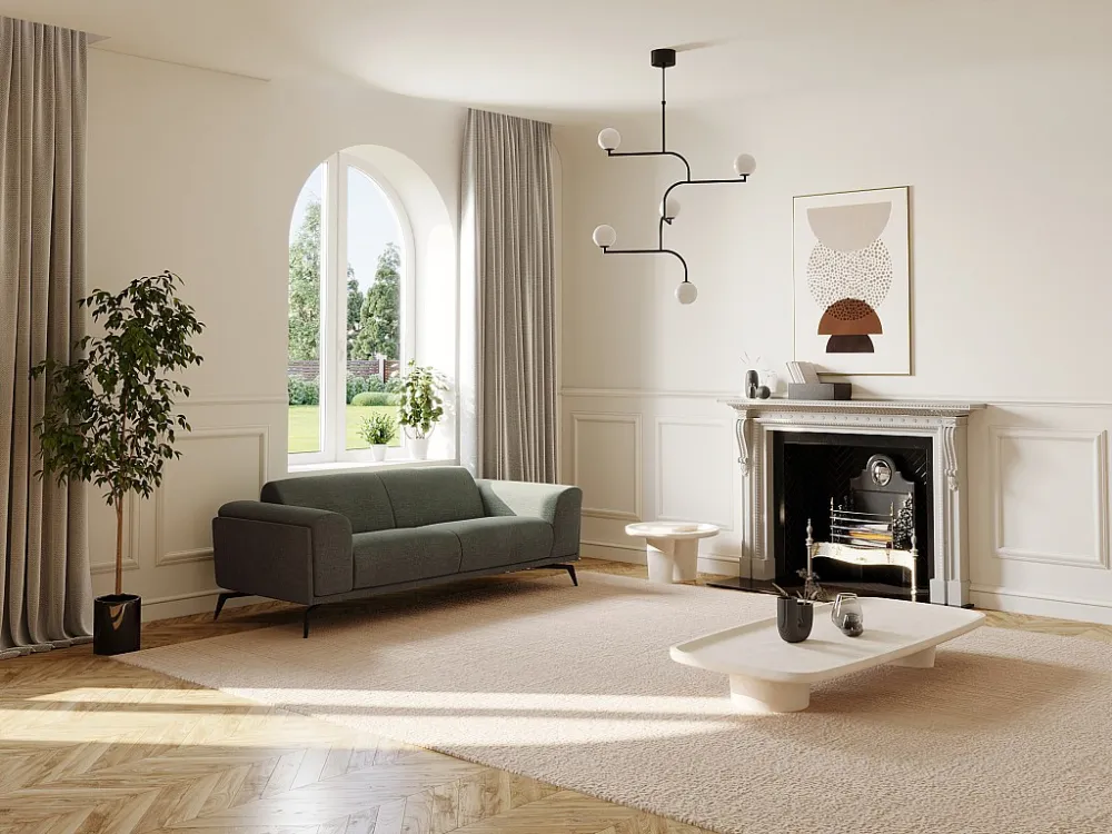 Divano 3 posti di design Tessuto colore Verde - VUSARI