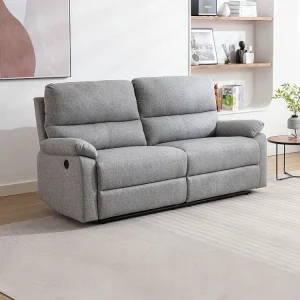 Divano 3 posti relax elettrico Tessuto Grigio LUNANO