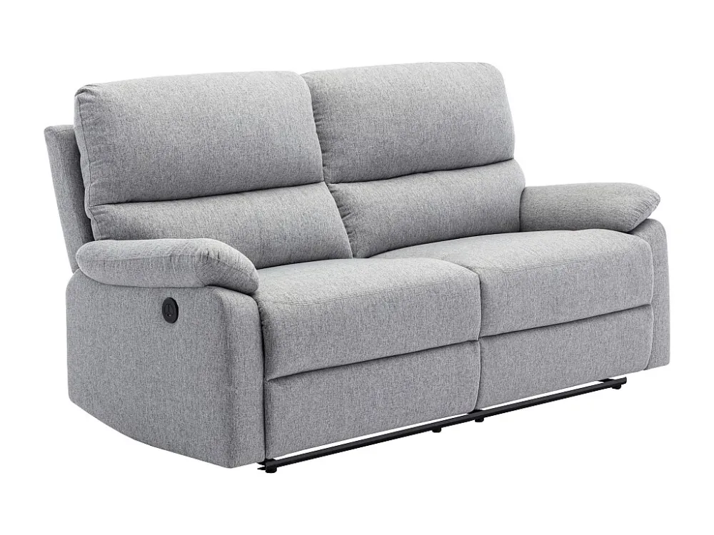 Divano 3 posti relax elettrico Tessuto Grigio LUNANO