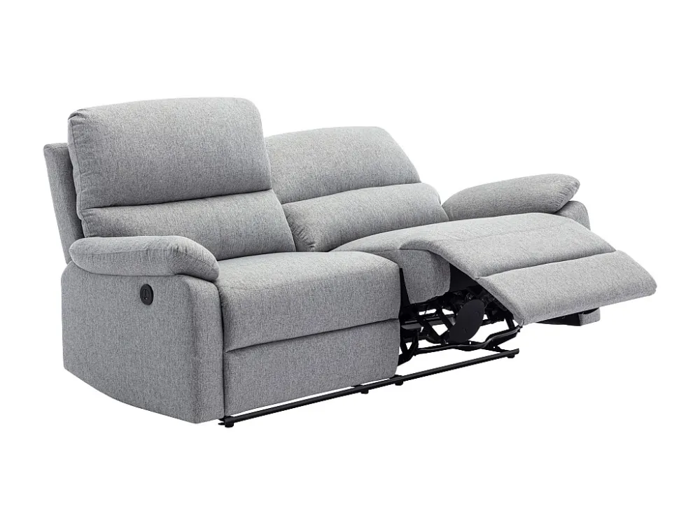 Divano 3 posti relax elettrico Tessuto Grigio LUNANO