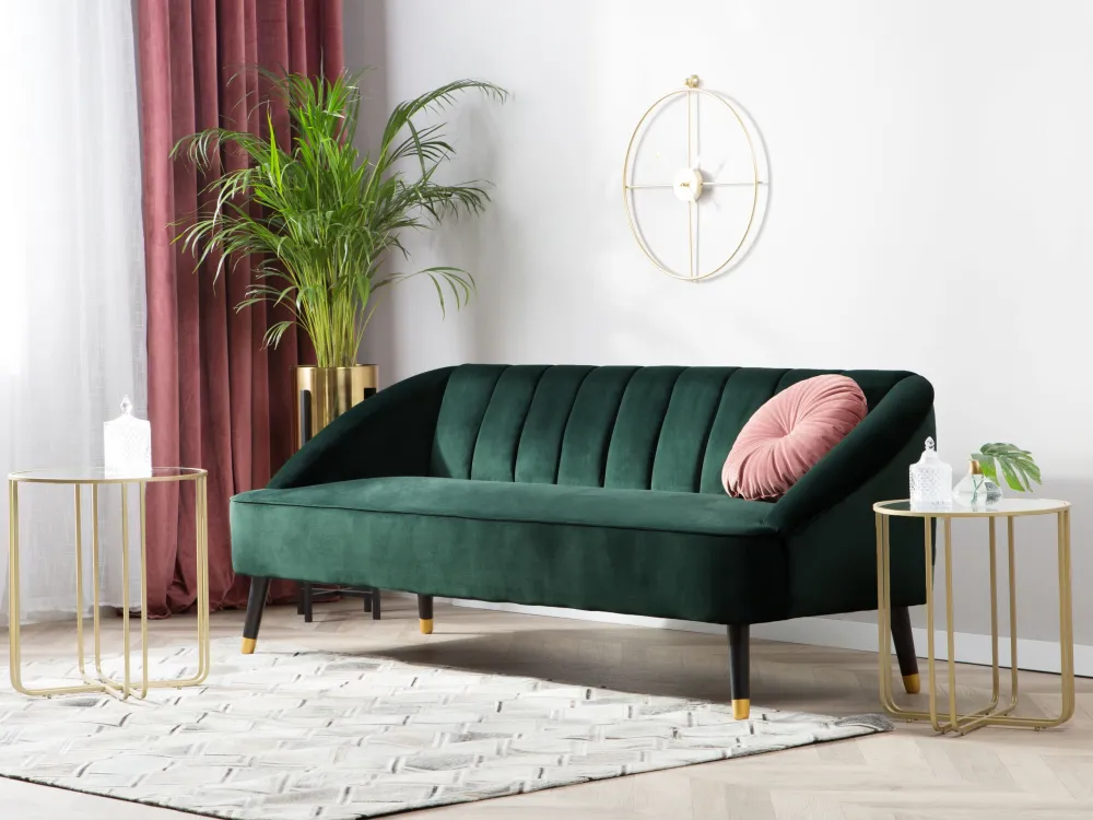 Divano 3 posti velluto verde smeraldo ALSVAG