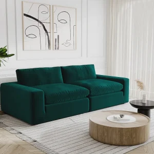 Divano 3 posti Velluto Verde smeraldo Contemporaneo AMAURY