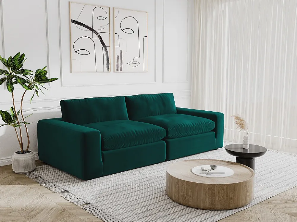 Divano 3 posti Velluto Verde smeraldo Contemporaneo AMAURY