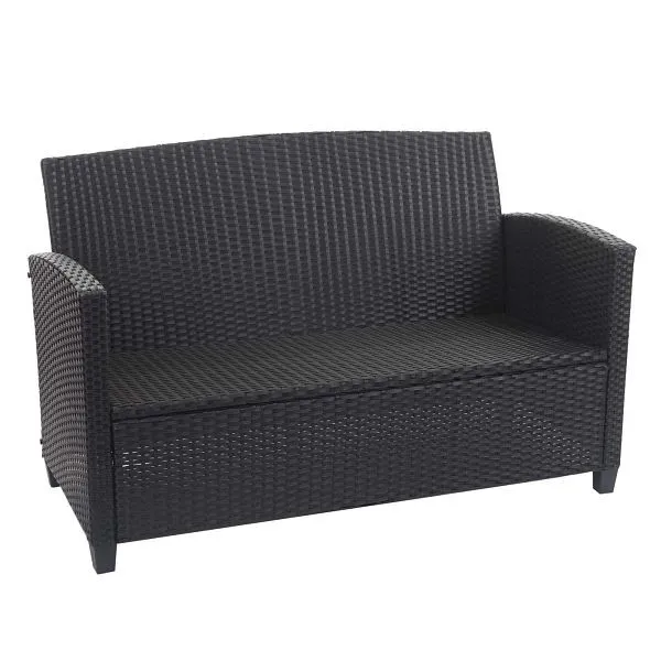 Mendler Set XXL polyrattan HWC-F10 set da salotto per balcone/giardino/salotto divano poltrona con cuscini Spun Poly antra...