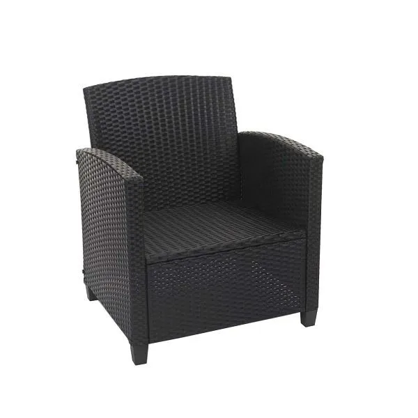 Mendler Set XXL polyrattan HWC-F10 set da salotto per balcone/giardino/salotto divano poltrona con cuscini Spun Poly antra...