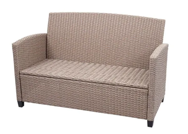 Mendler Set XXL polyrattan HWC-F10 set da salotto per balcone/giardino/salotto divano poltrona con cuscini Spun Poly grigi...