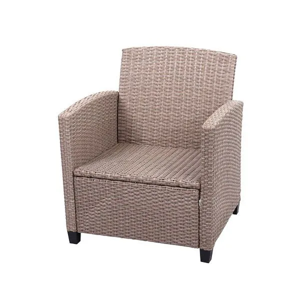 Mendler Set XXL polyrattan HWC-F10 set da salotto per balcone/giardino/salotto divano poltrona con cuscini Spun Poly grigi...