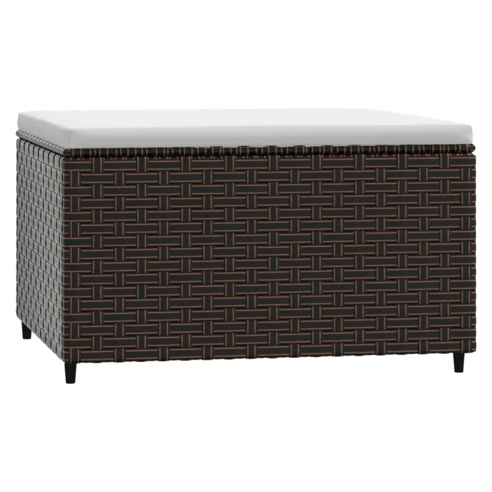 Poggiapiedi da Giardino con Cuscino Polyrattan Marrone