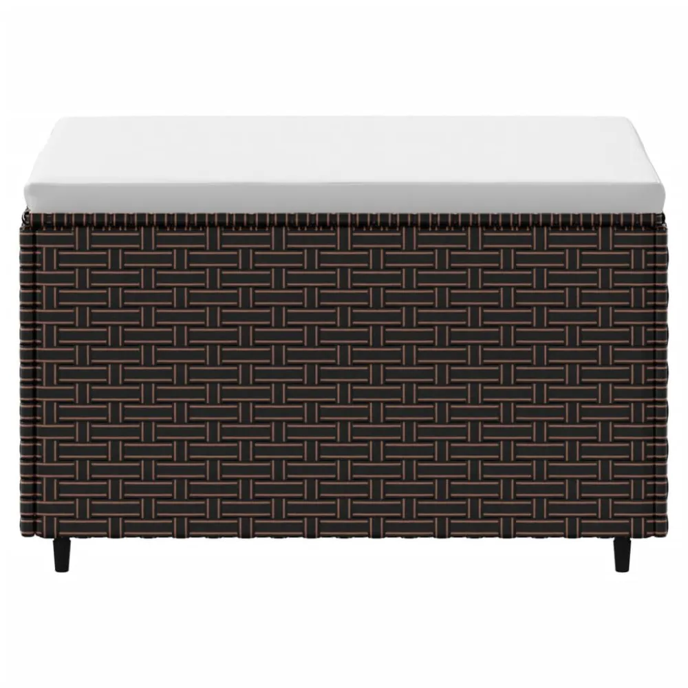 Poggiapiedi da Giardino con Cuscino Polyrattan Marrone