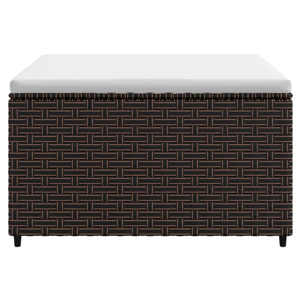 Poggiapiedi da Giardino con Cuscino Polyrattan Marrone