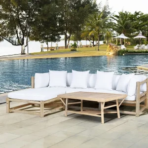 Salotto da giardino Teak: 1 divano angolare e 1 tavolino TULUM di MYLIA