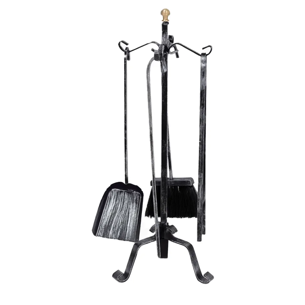 Piantana Camino Kit Ricci Ferro Battuto H. 55 cm
